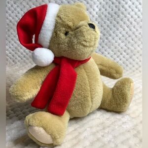 GUND DISNEY Classic Pooh Plush Bear Stuffed Animal in Scarf and Santa Hat